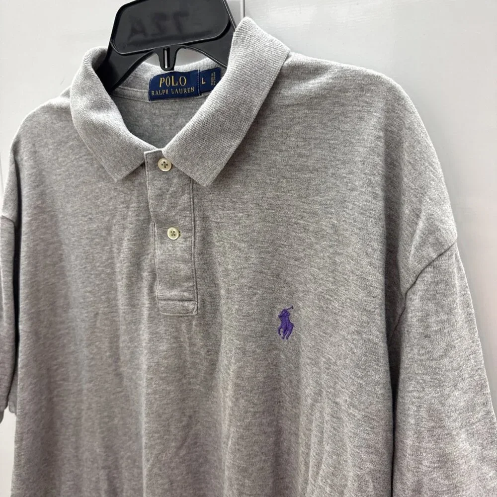 Ralph Lauren Shirt Large Mens Short Sleeve Casual Golf Polo Classic Fit Gray